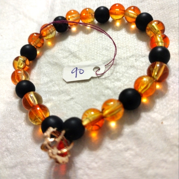 Artemis's Gems custom-made beaded bracelet with metal orb charm - Picture 1 of 7